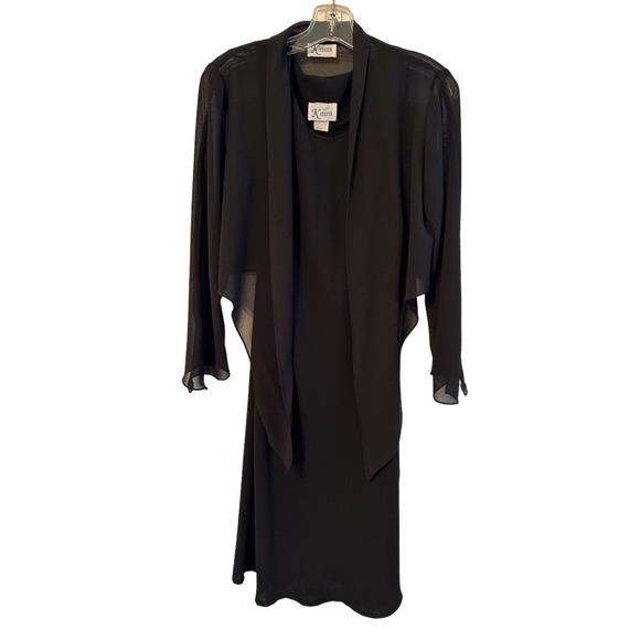 K Petite Sleeveless Little Black Dress with Sheer Tie Front Cover Up Size 8P - Picture 1 of 5